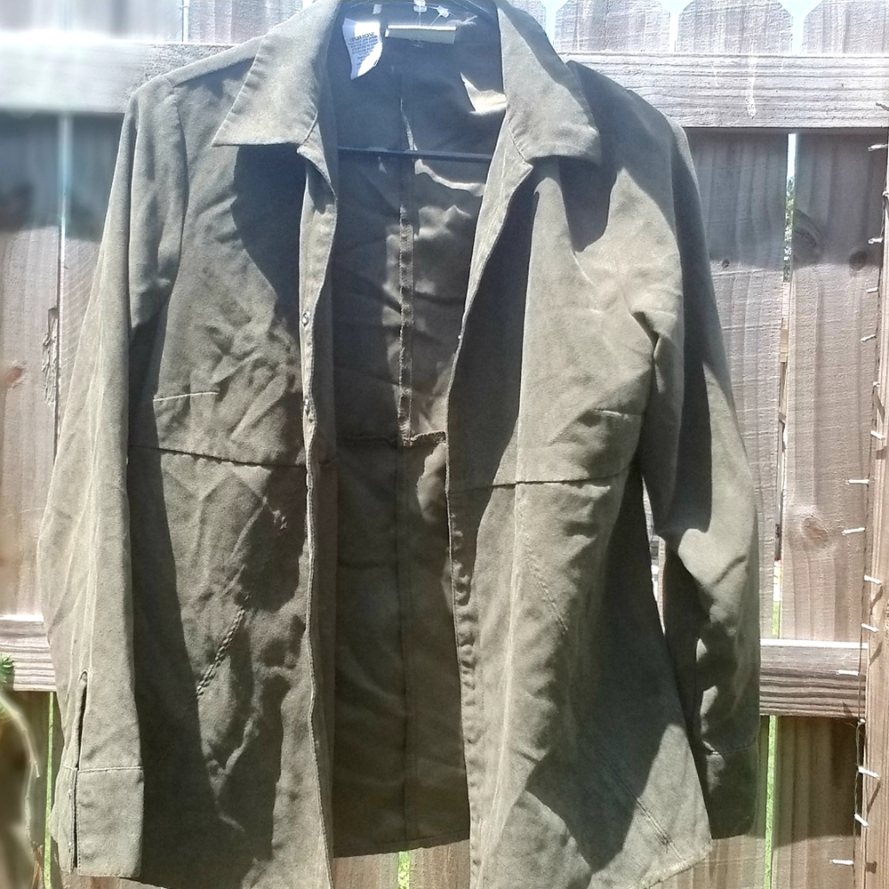Army Green Suede Texture Jacket
